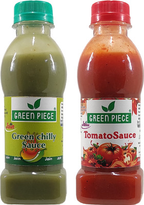 GREEN PIECE Jain Sauce Combo Without Onion/garlic Tomato Sauce,Green Chilli Sauce(200gm x2) Sauces & Ketchup(2 x 200 g)
