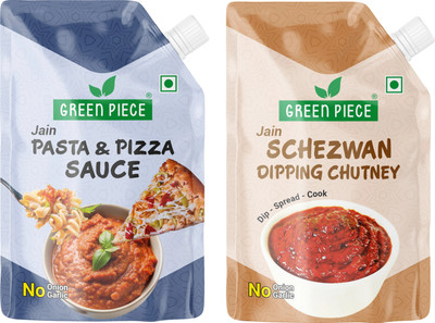 GREEN PIECE Jain Pizza Pasta and Schezwan Dipping Chutney (200gm)(Pack of 2) Sauce & Dip(2 x 200 g)