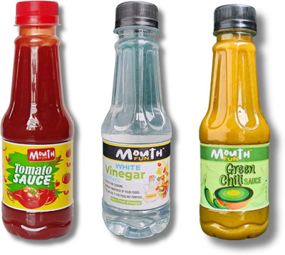 Mouthfun Tomato Sauce Vinegar Green Chilli Sauce 200 gm | Sirka Tomato Sauce Chilli Sauce Sauce(3 x 200 g)