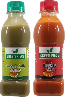GREEN PIECE Green Chilli Sauce (200gm),Red Chilli Sauce (200gm) (Pack of 2) Sauces & Ketchup(2 x 200 g)