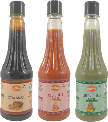 Fruvanta Jain Sauce No Onion/Garlic Soya sauce,Green Chilli & Red Chilli.(Pack of 3) Sauces & Ketchup(3 x 500 g)