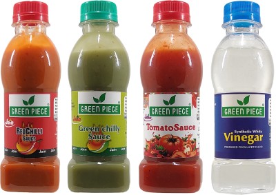 GREEN PIECE Jain Sauce Without Onion/garlic Tomato,Green Chilli,Red Chilli,Vinegar(200gm x4) Sauces & Ketchup(4 x 200 g)