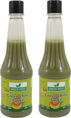 GREEN PIECE Jain Sauce With No Onion/Garlic Green Chilli Sauce/Catchup .(Pack of 2) Sauce(2 x 500 ml)
