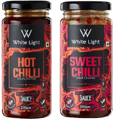 WHITE LIGHT FOOD Hand Churned Hot Chilli and Sweet Chilli Combo Sauces(2 x 250 g)