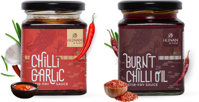 Hunan At home Chilli Garlic and Burnt Chilli Stir Fry and Dip Combo Sauce(2 x 250 g)