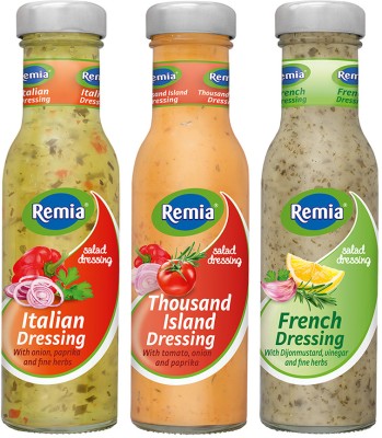 Remia 1000Island+ French + Italian Dressing 250ml pack of 1 each Sauce & Dip(3 x 250 ml)