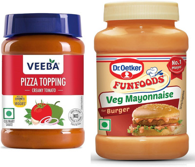 VEEBA Pizza Topping & Veg Mayonnaise Burger Sauce & Dip(2 x 250 g)
