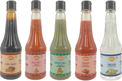 Fruvanta Jain Sauce Onion/Garlic Soya,Green Chilli,Red Chilli,Tomato,Vinegar(Pack of 5) Sauces & Ketchup(5 x 500 g)