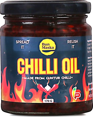 Bun Maska Chilli oil, Spicy, Crunchy, Garlicky Flavor, No Preservative Sauce & Dip(170 g)