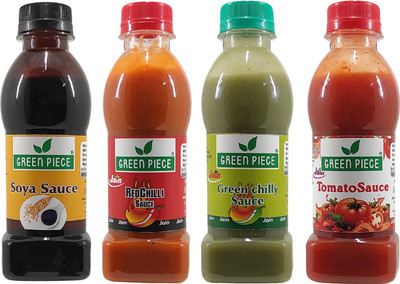 GREEN PIECE Jain Combo Without Onion/garlicSoya ,Tomato,Green Chilli,Red Chilli(200gm x4) Sauces & Ketchup(2 x 400 g)