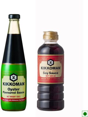 Kikkoman Soy Sauce + Oyster Flavoured Sauce (500 ml + 726 gram) Sauce(2 x 613 g)