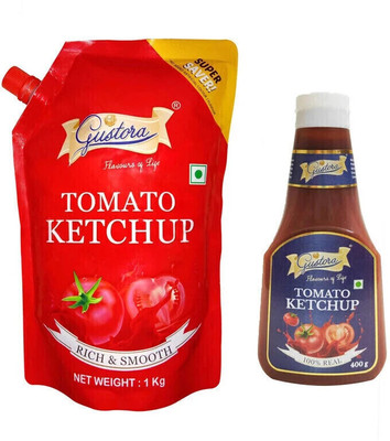 Gustora Tomato Ketchup 1.4 kg I Rich & Smooth I No Preservatives & Artificial Color Sauces & Ketchup(2 x 0.7 kg)
