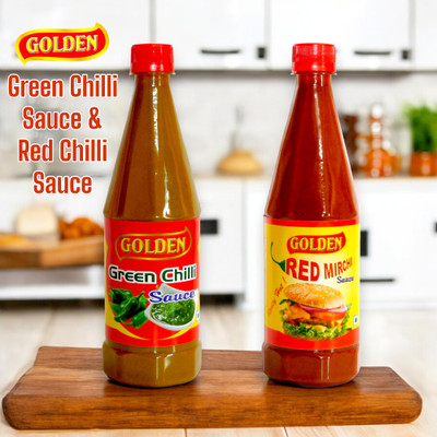 Golden Green Chilli Sauce & Red Chilli Sauce Tasty, Spicy, No added color or Flavors Sauce(2 x 650 g)
