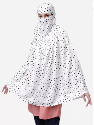 Siddhivinayak Cotton Blend Printed Abaya With Hijab(White)