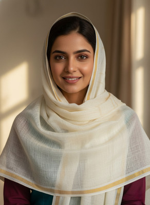 Afronza Solid Pure Cotton, Net Women Stole, Scarf, Fancy Scarf