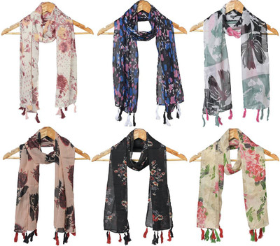 RiddleNeedle Floral Print Chiffon Women Scarf, Stole