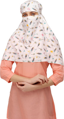 7 Season's Polyester Printed Burqa(White)