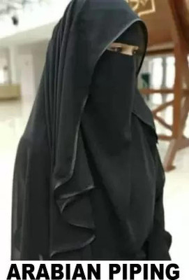 Dhyeyu Chiffon Solid, Self Design, Striped Naqab(Black)