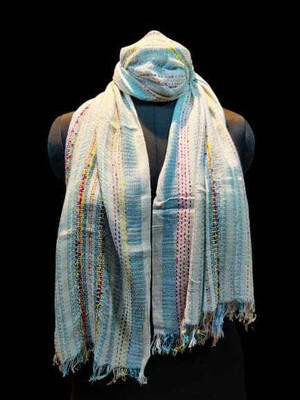 rudraoverseas Striped Cotton Rayon Blend Women Scarf
