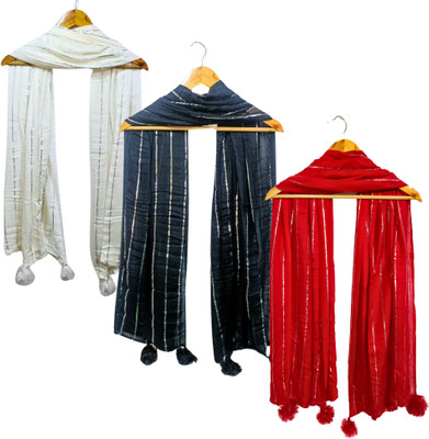 ogs Striped, Solid Rayon Girls Fancy Scarf, Stole, Scarf