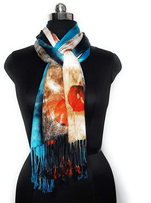 Chandwasia Embellished, Graphic Print Viscose, Satin Blend Men & Women Scarf, Stole