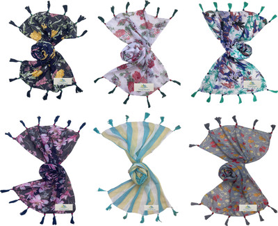 NarNari Printed Cotton Blend Women Fancy Scarf, Scarf, Stole