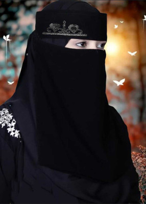 Dhyeyu Chiffon Solid, Self Design Naqab(Black)