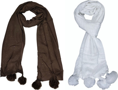 Saba Embellished, Solid Rayon Women Fancy Scarf, Scarf, Stole