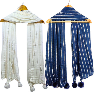 ogs Striped, Solid Rayon Women Scarf, Stole, Fancy Scarf