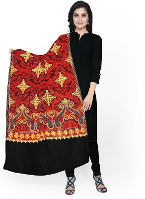 KHEVANHAAR Acrylic, Wool Embroidered Women Shawl(Multicolor)