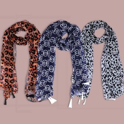 BIKEGA BAZAR Printed Georgette Women Scarf, Fancy Scarf, Stole