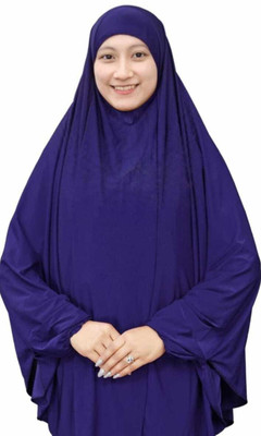 A One Polyester Solid Abaya(Blue)