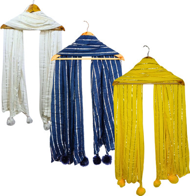 ogs Striped, Solid Rayon Girls Fancy Scarf, Stole, Scarf