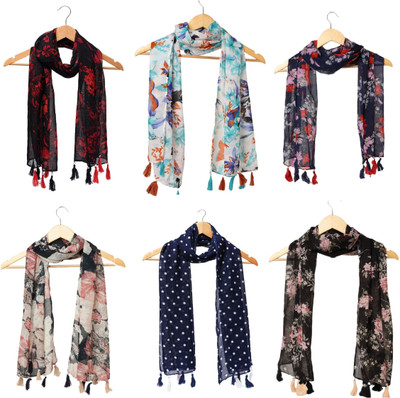 StoleVilla Printed Chiffon Women Scarf, Stole, Fancy Scarf