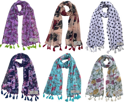 FusFus Printed Chiffon Women Stole, Fancy Scarf