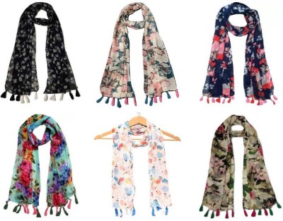 StoleVilla Printed Chiffon Girls Stole, Scarf, Fancy Scarf