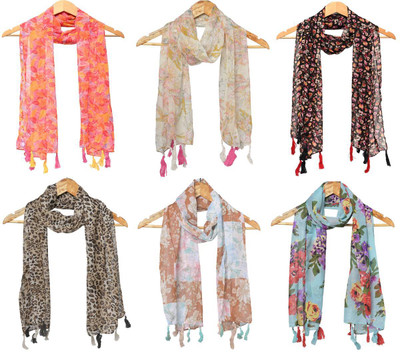RiddleNeedle Floral Print Chiffon Women Scarf, Stole