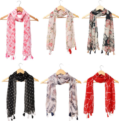 RiddleNeedle Floral Print Chiffon Women Scarf, Fancy Scarf, Stole