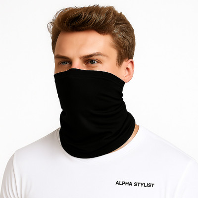 ALPHA STYLIST Bandana Face Mask for Men: Cotton Head Wrap, Breathable Face Cover Scarf Motorbike Helmet(Black)