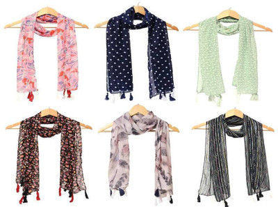 RiddleNeedle Floral Print Chiffon Women Scarf, Fancy Scarf, Stole