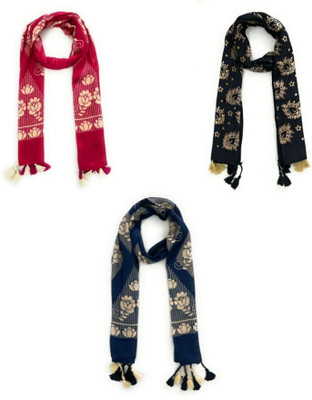 VILLA TRENDs Self Design Viscose Women Scarf, Fancy Scarf, Stole