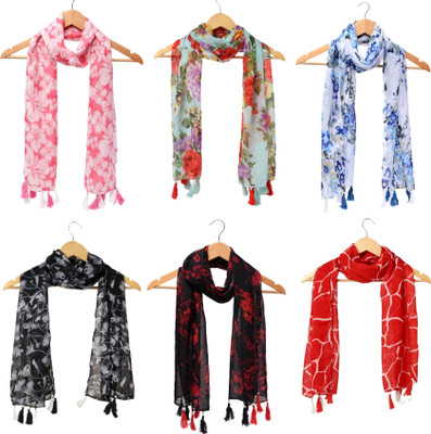 RiddleNeedle Floral Print Chiffon Women Stole, Scarf, Fancy Scarf