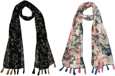 Msfashion Printed Chiffon Women Scarf, Stole, Fancy Scarf