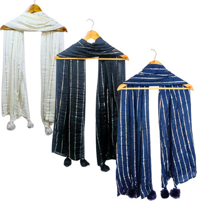 ogs Striped, Solid Rayon Girls Fancy Scarf, Stole, Scarf