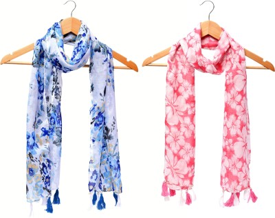 RiddleNeedle Floral Print Chiffon Women Scarf, Fancy Scarf, Stole