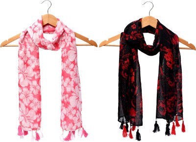 RiddleNeedle Floral Print Chiffon Women Scarf, Stole, Fancy Scarf