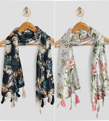POSHAMPAA Printed Chiffon Women Scarf, Stole, Fancy Scarf