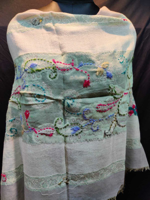 rudraoverseas Embroidered Wool Blend Women Fancy Scarf