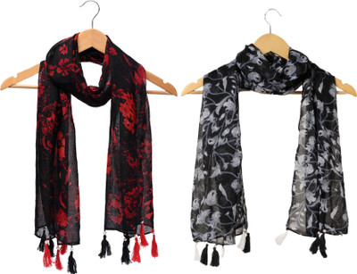 RIDDLE NEEDLE Printed Chiffon Women Scarf, Stole, Fancy Scarf