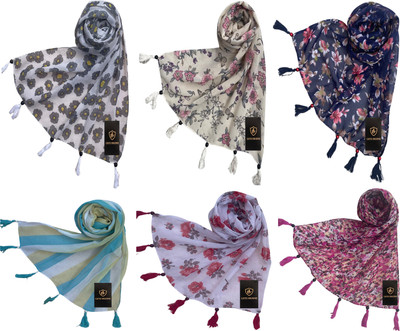 LETZ DEZINE Printed Chiffon Women Scarf, Stole